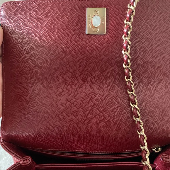 Pre owned authentic!!!!! coco handle CHANEL mini burgundy - Picture 14 of 15